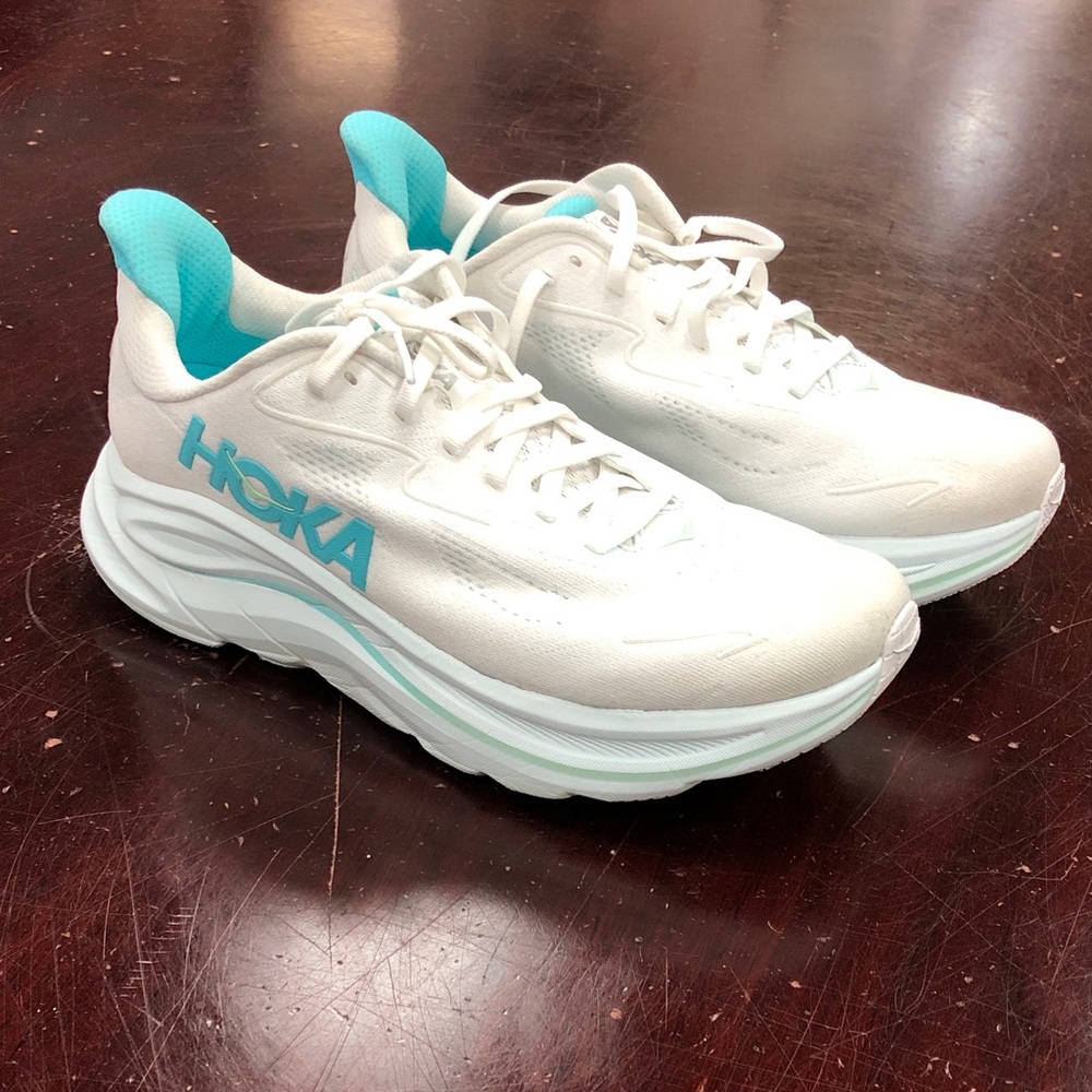 Hoka Women's White Teal Athletic Shoes